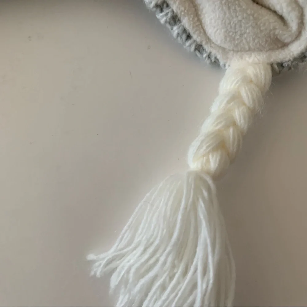 Kids Knit Owl Beanie Hat With Matching Pocket Scarf Gray and Pink